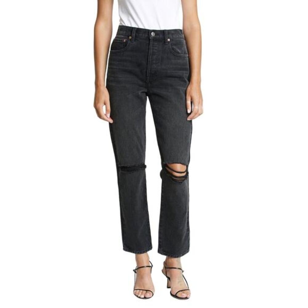 Pistola‎ Black Keaton High Rise Slim Straight Distressed Jeans Size 24